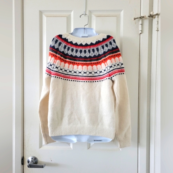 GAP | Ivory/Multicolor Fair Isle Mohair Wool Blend Pullover Knit Sweater - Picture 2 of 10